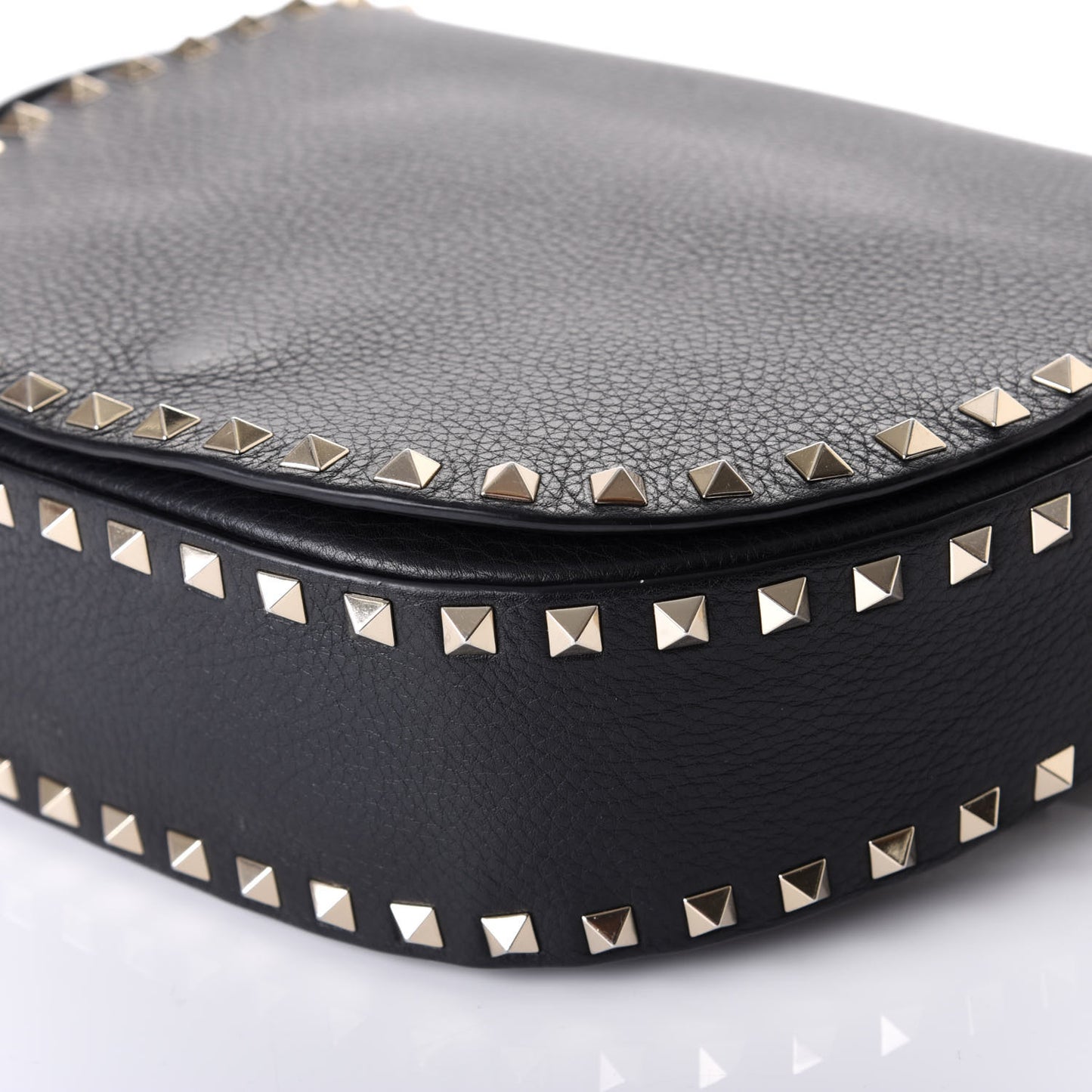Vitello Large Rockstud Halfmoon Saddle Bag Black