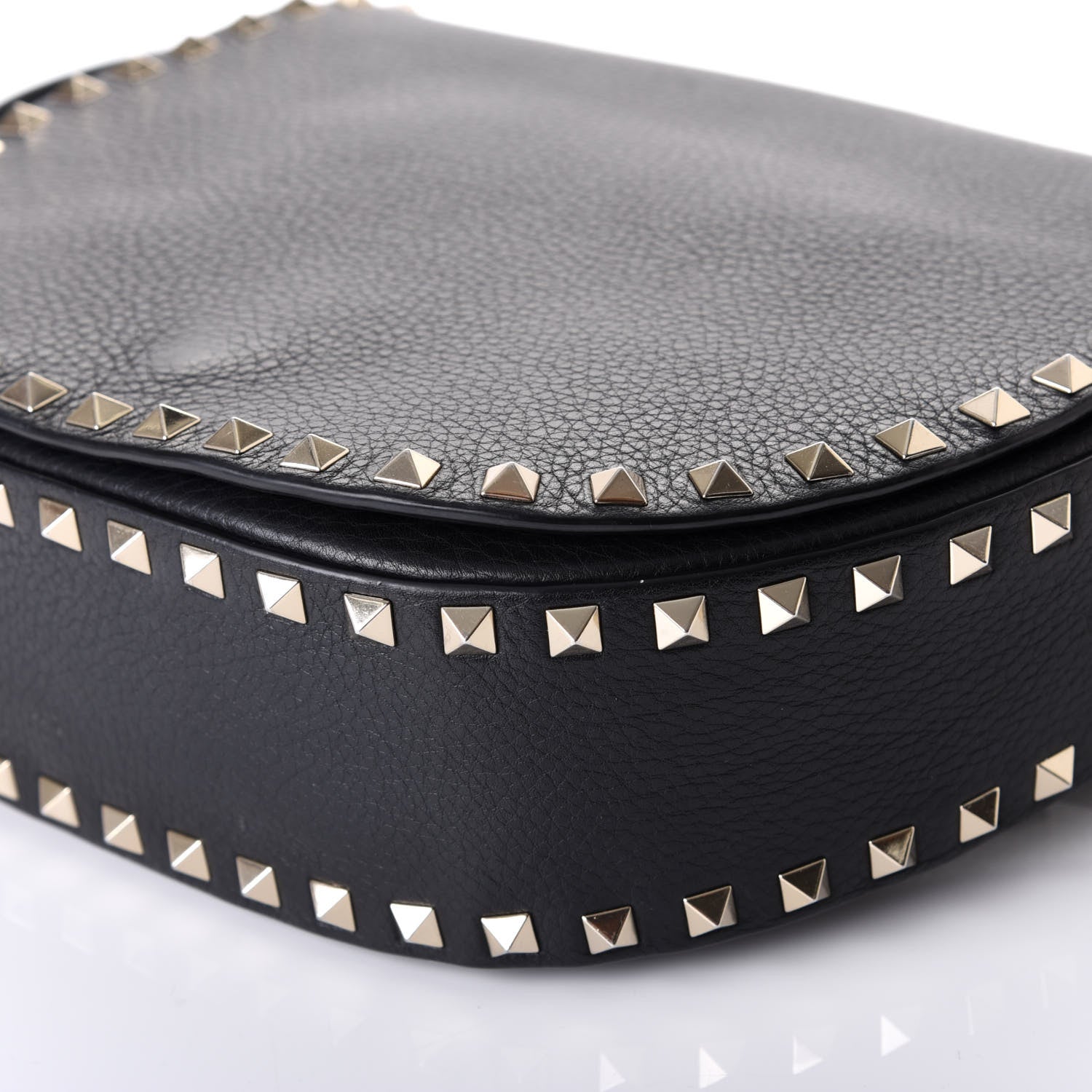 Valentino Garavani Vitello Large Rockstud Halfmoon Saddle Bag Black 7 of 11