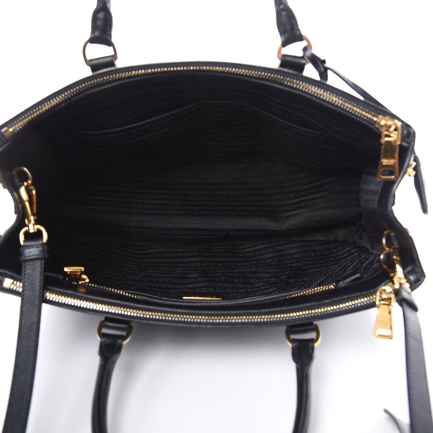 Saffiano Medium Galleria Double Zip Tote Black
