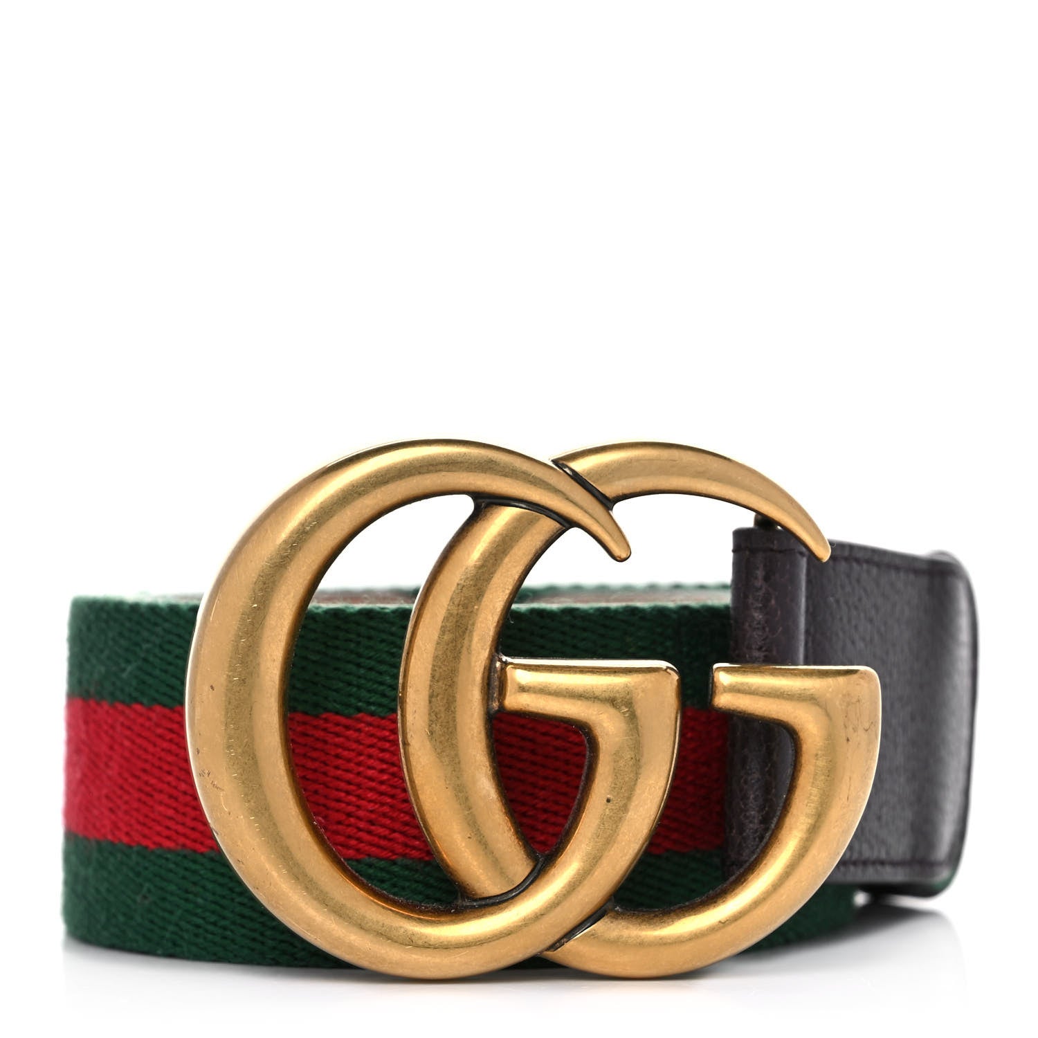 Gucci Nylon Textured Calfskin Double G Web 40mm Belt 100 40 Green Red Dark Cocoa 1 of 7