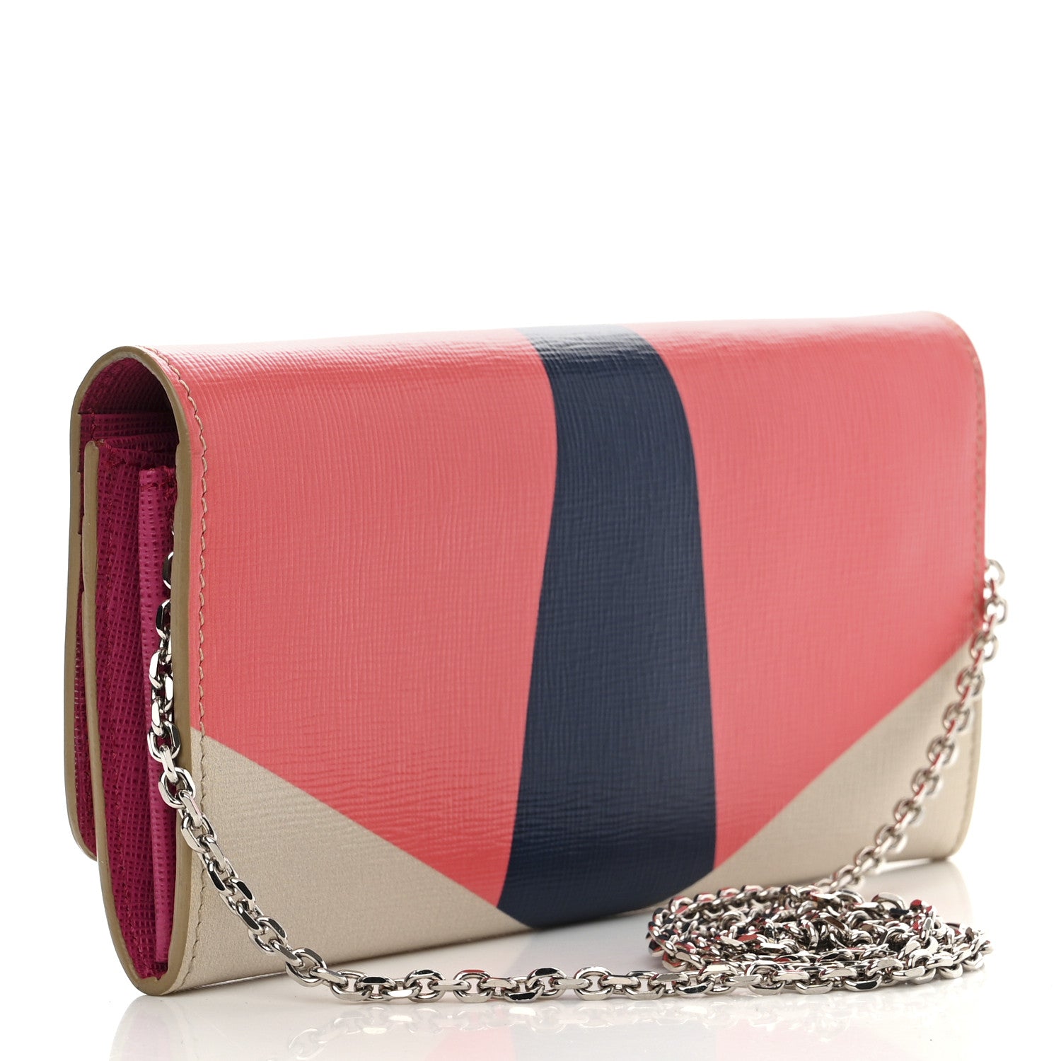 Fendi Vitello Elite Crystal Eye Monster Continental Wallet on Chain Bellini Multicolor 3 of 11