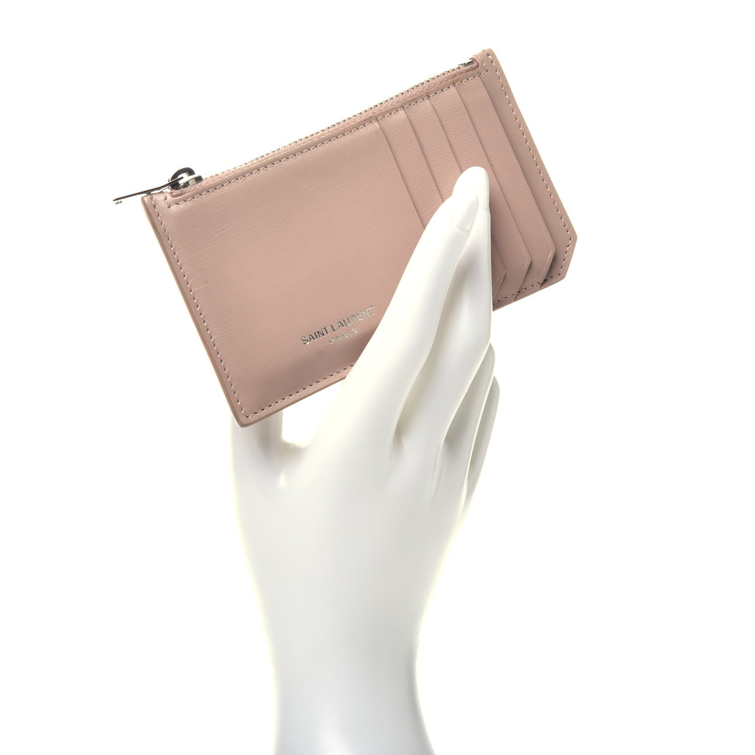 Saint Laurent Calfskin 5 Fragments Zip Pouch Card Holder Nude 2 of 7