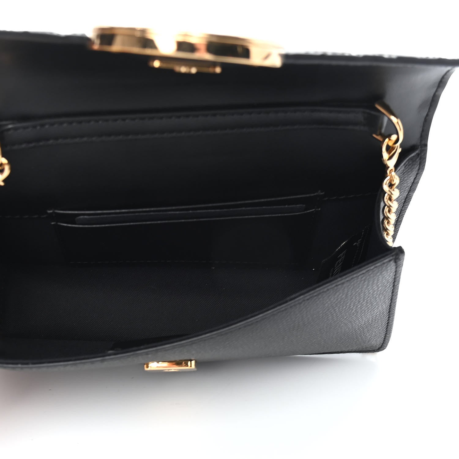 Fendi Vitello Cruise F is Fendi Bi-Color FF 1974 Embossed Envelope Belt Bag Maya Black 5 of 8
