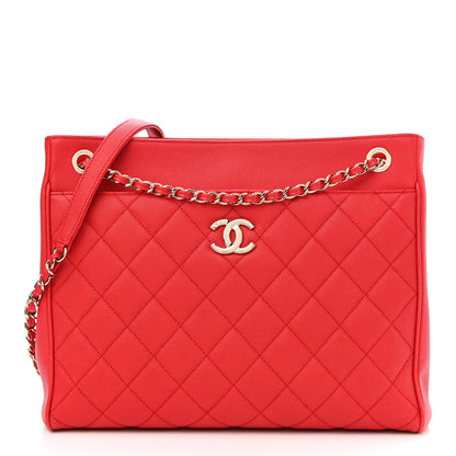 Chanel Caviar Quilted In Out Flap Shopping Tote Red 9 of 12