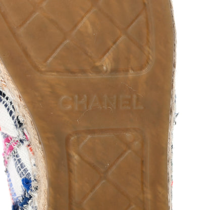 Chanel Tweed Grosgrain CC Espadrilles 39 White Blue Pink Green Black 7 of 11