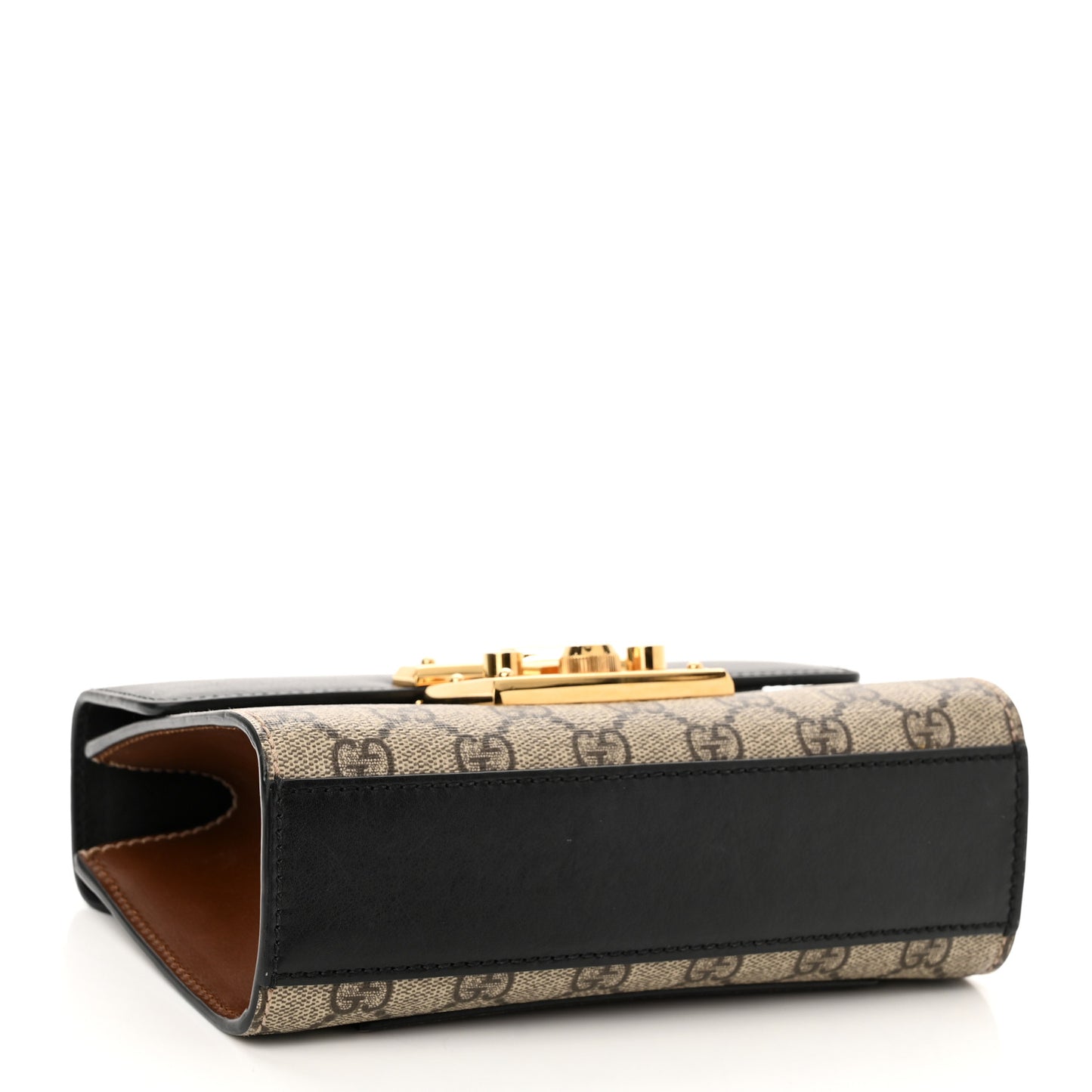 GG Supreme Monogram Calfskin Small Padlock Shoulder Bag Beige Black Cuir