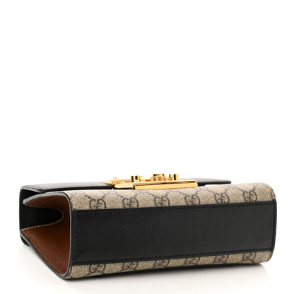 Gucci GG Supreme Monogram Calfskin Small Padlock Shoulder Bag Beige Black Cuir 3 of 11