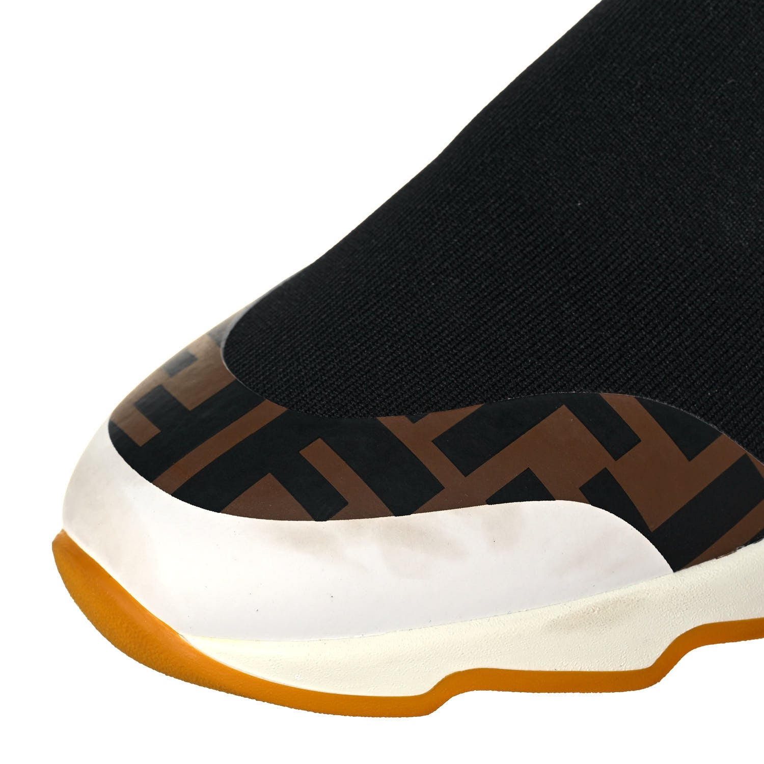 Fendi X FILA Stretch Knit Calfskin Mania Sock Sneakers 38.5 Black White Zucca Tobacco 7 of 8