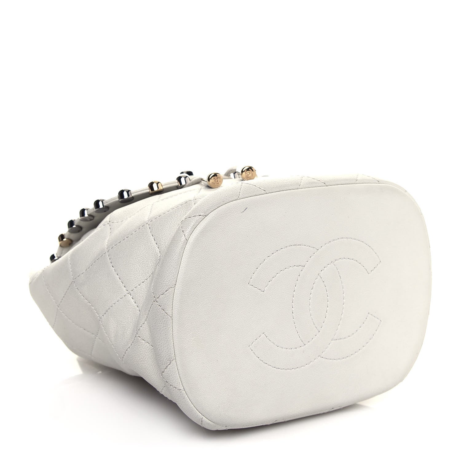 Chanel Lambskin Quilted Metallic Bubble Backpack White 3 of 14