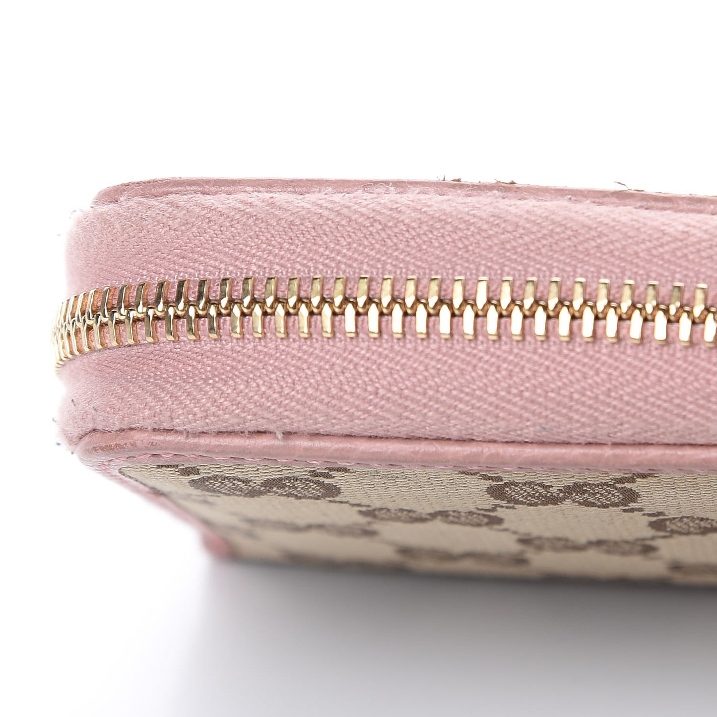 Monogram Dollar Calfskin Zip Around Compact Wallet Beige Ebony Soft Pink