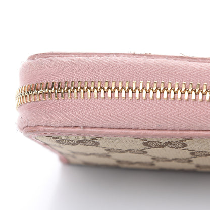 Gucci Monogram Dollar Calfskin Zip Around Compact Wallet Beige Ebony Soft Pink 12 of 13