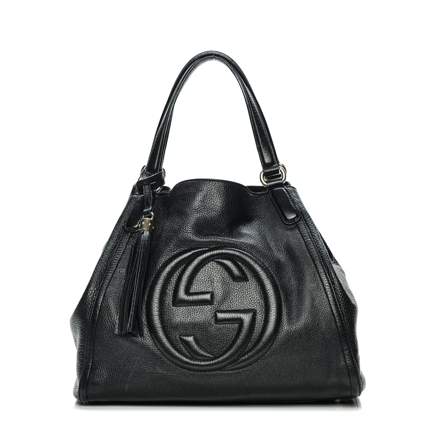 Pebbled Calfskin Medium Soho Shoulder Bag Black