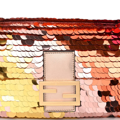 Fendi Sequin Paillettes Vitello Laminato Striped Baguette 1997 Multicolor 7 of 9
