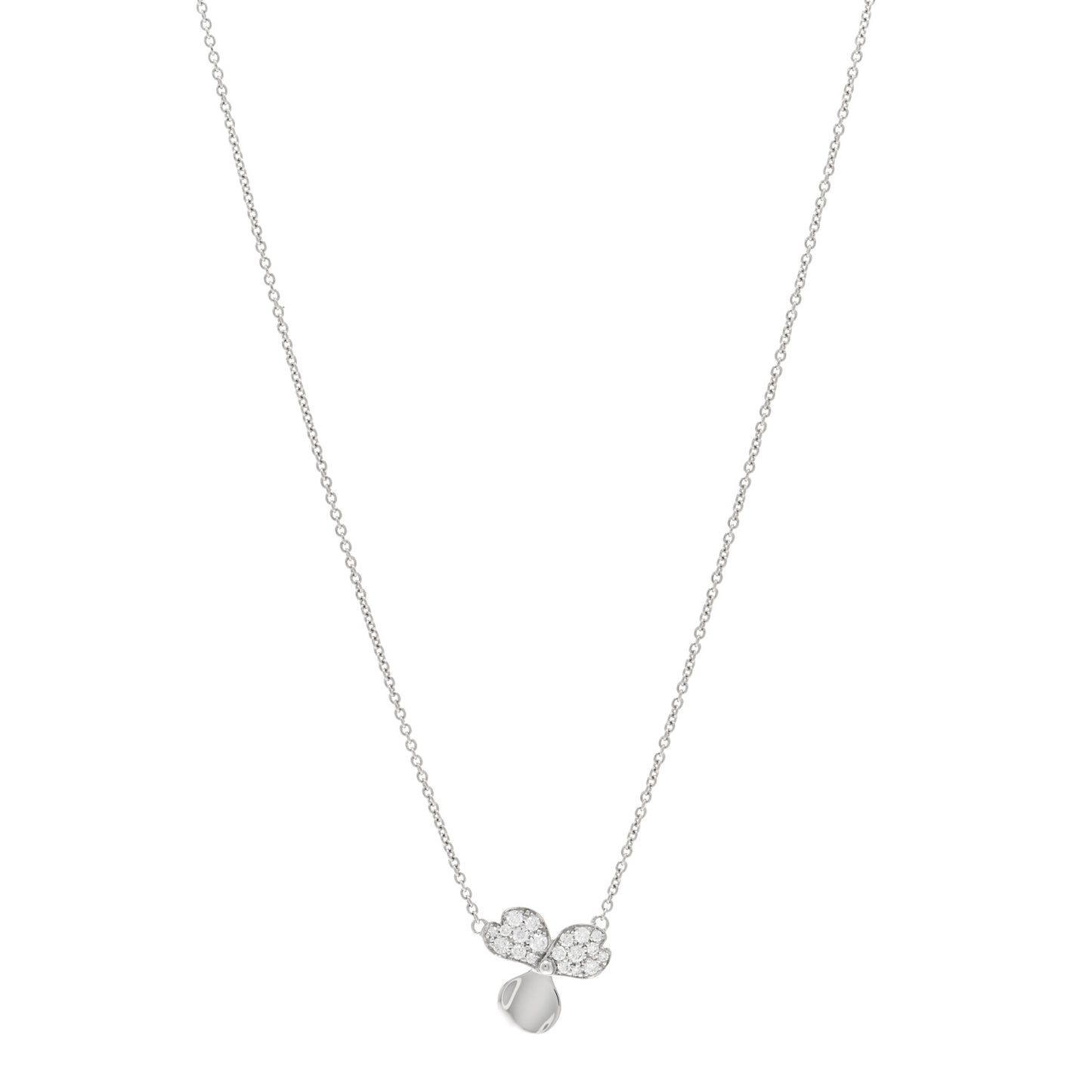 Platinum Diamond .17ctw Small Paper Flowers Pendant Necklace