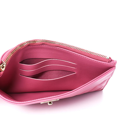 Chanel Sheepskin Quilted Mademoiselle Vintage Zip Pouch Pink 8 of 12