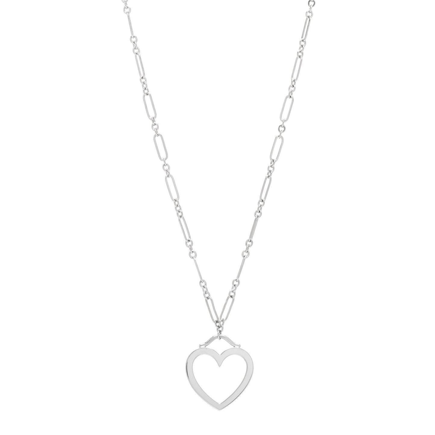 18K White Gold Heart Pendant Necklace