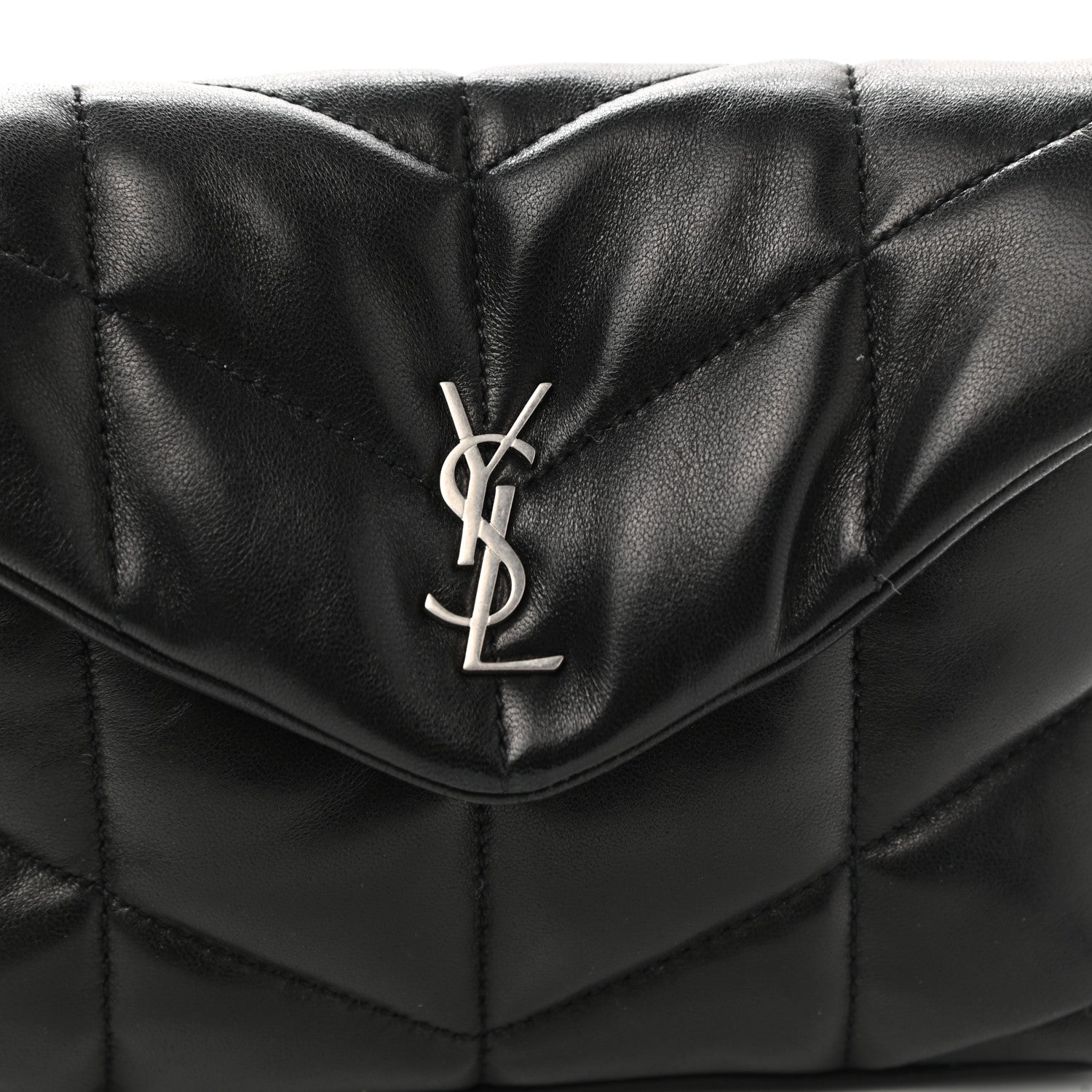 Saint Laurent Lambskin Monogram Loulou Puffer Pouch Clutch Black 7 of 9