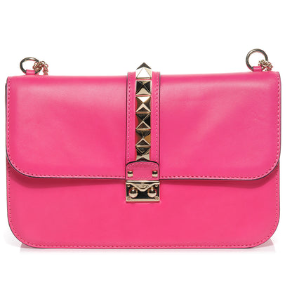 Valentino Garavani Vitello Large Glam Lock Rockstud Flap Pop Fuxia 1 of 6