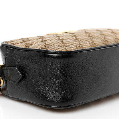 Gucci Monogram Matelasse Diagonal Small GG Marmont Chain Shoulder Bag Beige Black 10 of 11