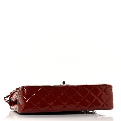Chanel Patent Calfskin Quilted Medium Double Flap Dark Red 4 of 14