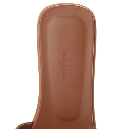 Hermes Box Calfskin Oran Sandals 37 Gold 7 of 8