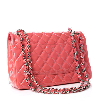 Chanel Patent Quilted Jumbo Double Flap Pink 3 of 12