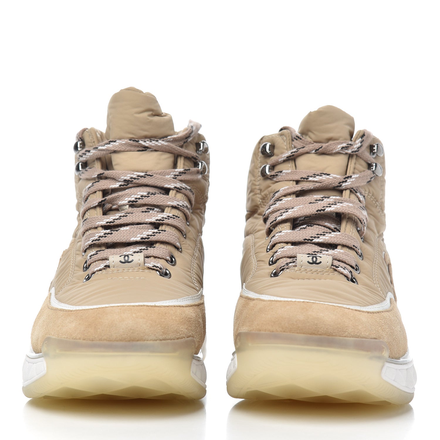 Chanel Fabric Suede Womens CC Sneakers 39 Beige 2 of 8