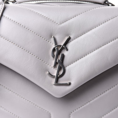 Saint Laurent Calfskin Y Quilted Monogram Small Loulou Chain Satchel Granite 9 of 11