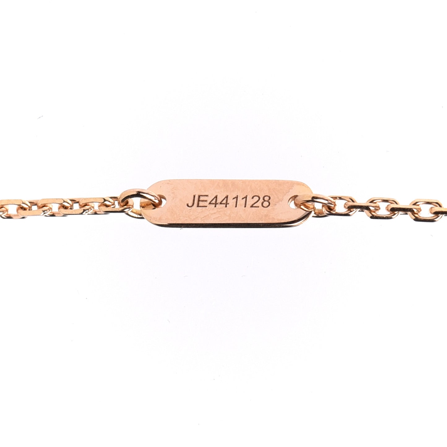18K Rose Gold Diamond Pink Porcelain Vintage Alhambra Pendant Necklace
