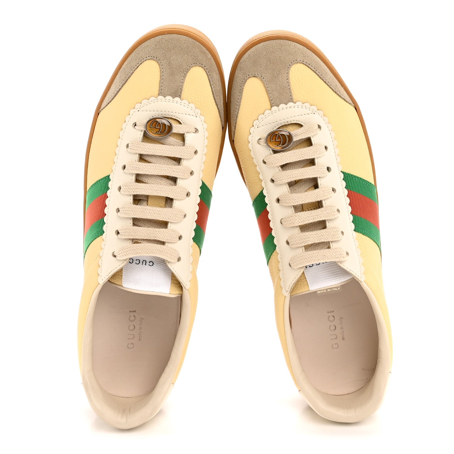 Gucci Calfskin Suede Web G74 Sneakers 41 Oatmeal Burro New Mystic White 2 of 9