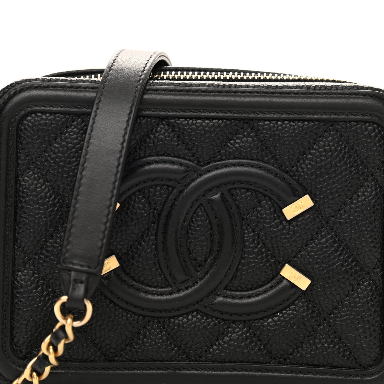 Chanel Caviar Quilted CC Filigree Vanity Clutch With Chain Black 8 of 11