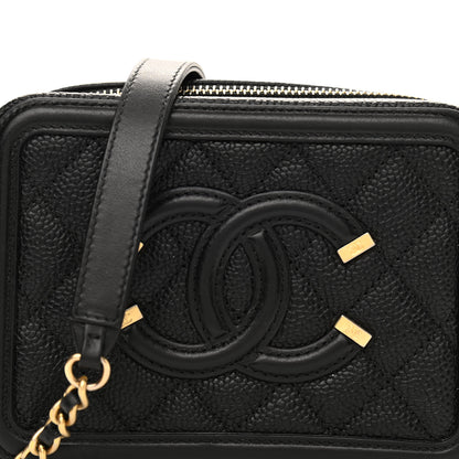 Chanel Caviar Quilted CC Filigree Vanity Clutch With Chain Black 8 of 11