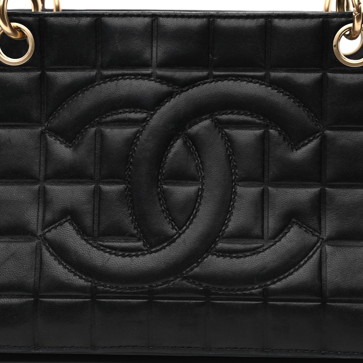 Calfskin Quilted CC Chocolate Bar Shoulder Bag Black