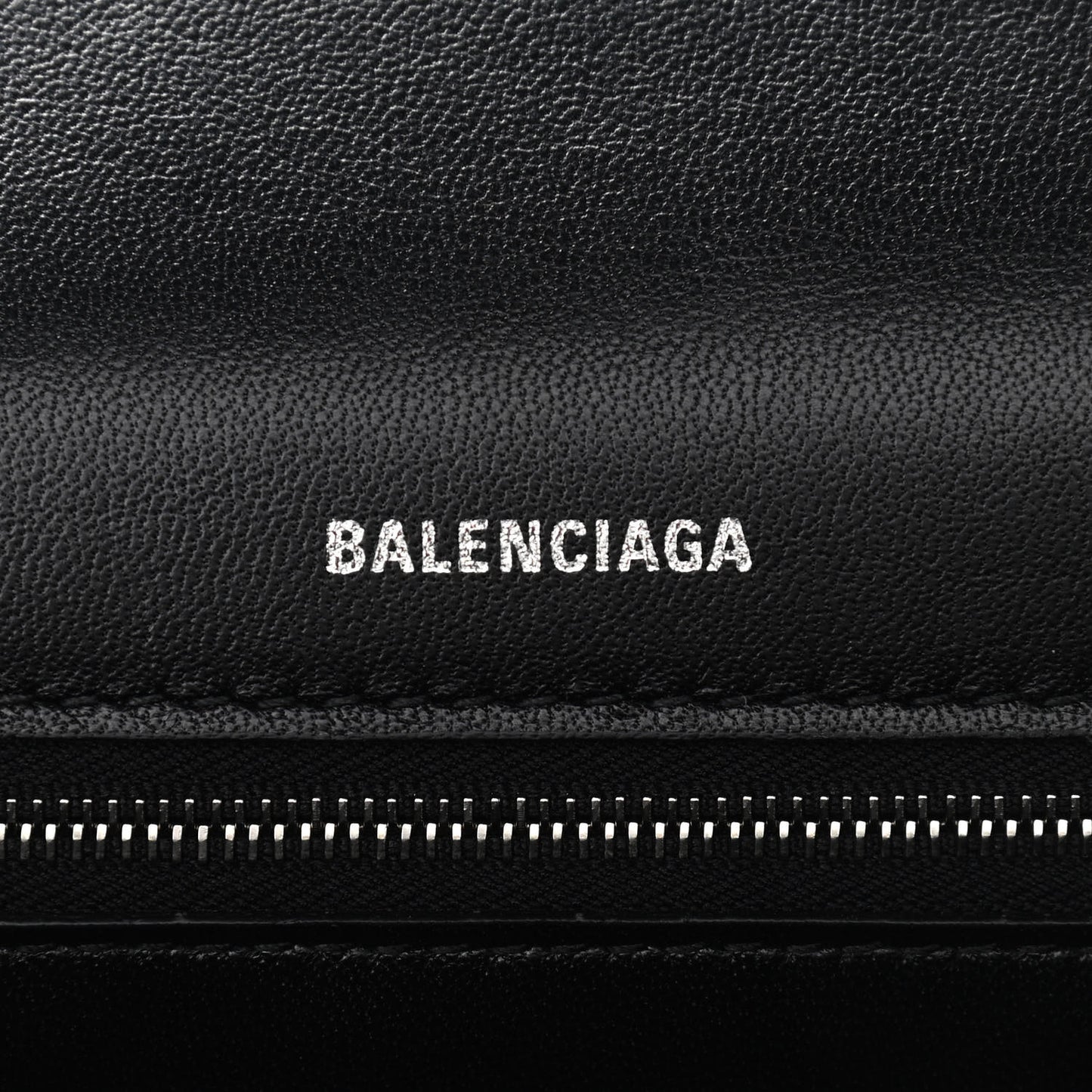 Grained Calfskin Medium Hourglass Top Handle Bag Black