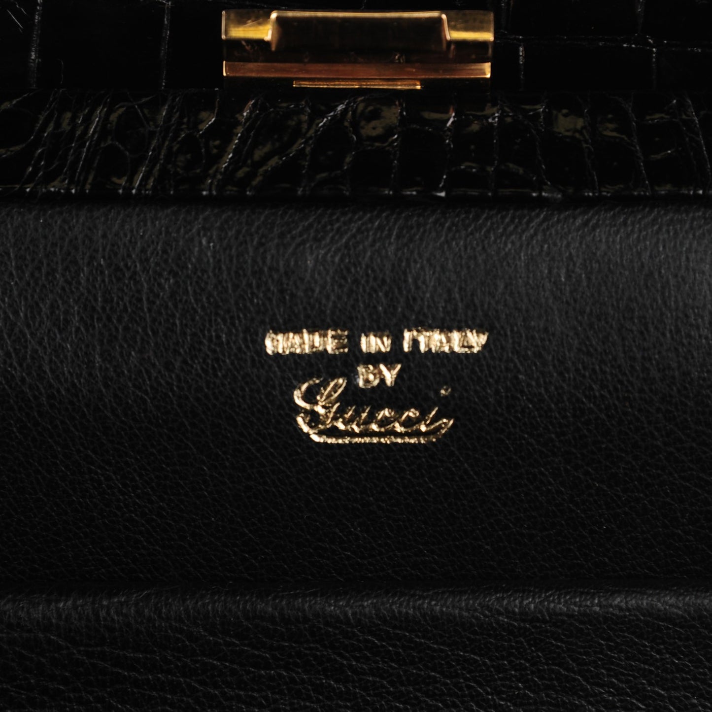 Shiny Crocodile Chain Tote Black