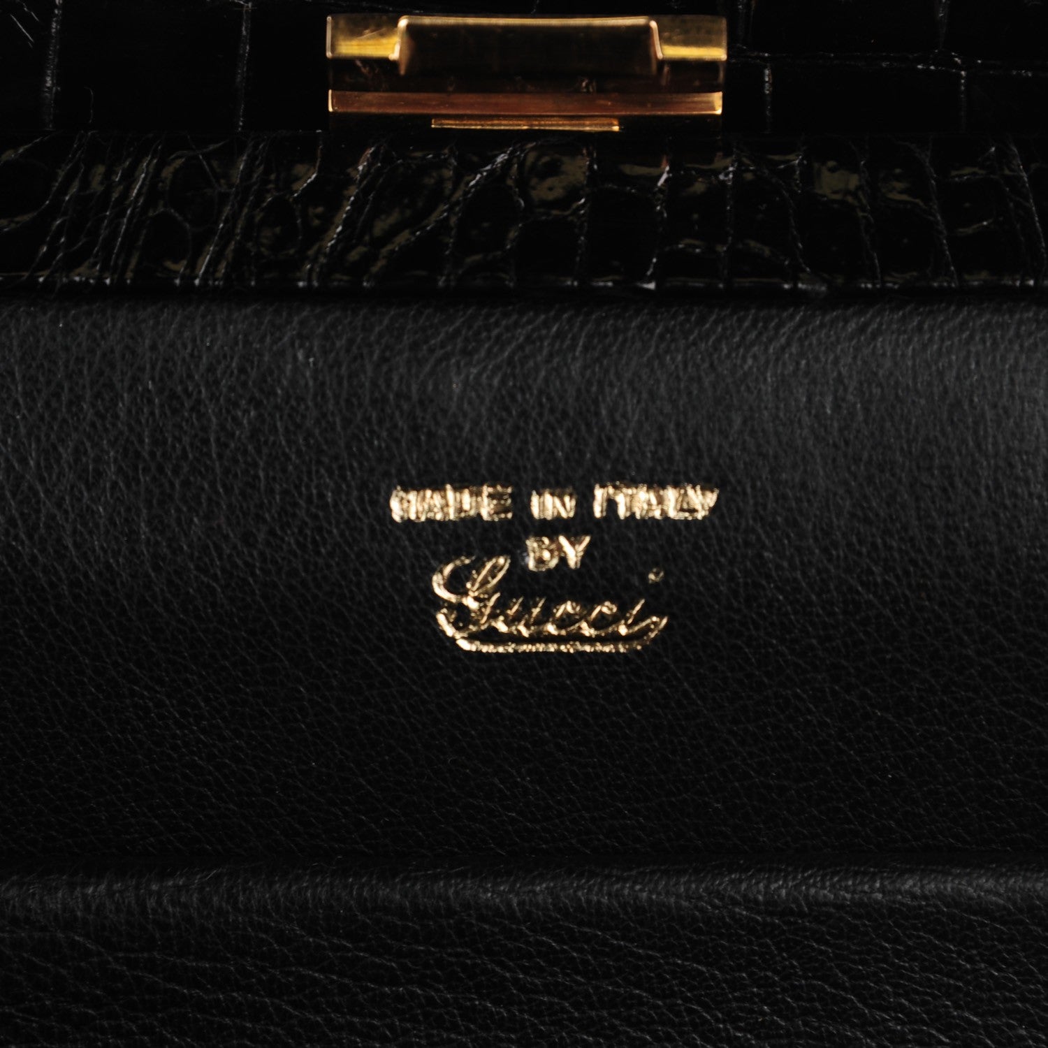 Gucci Shiny Crocodile Chain Tote Black 5 of 6