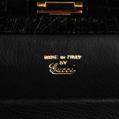 Gucci Shiny Crocodile Chain Tote Black 5 of 6