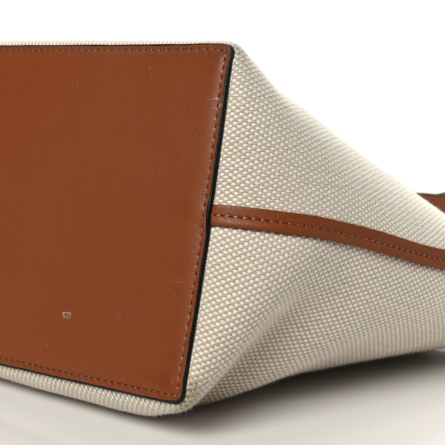 Canvas Calfskin Small Anagram Tote Ecru Tan