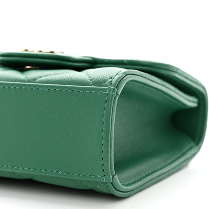 Chanel Lambskin Quilted Top Handle Flap Clutch With Chain Green 10 of 11
