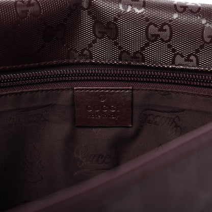 Gucci Imprime Monogram Medium Double Buckle Flap Messenger Bag Bordeaux 8 of 10