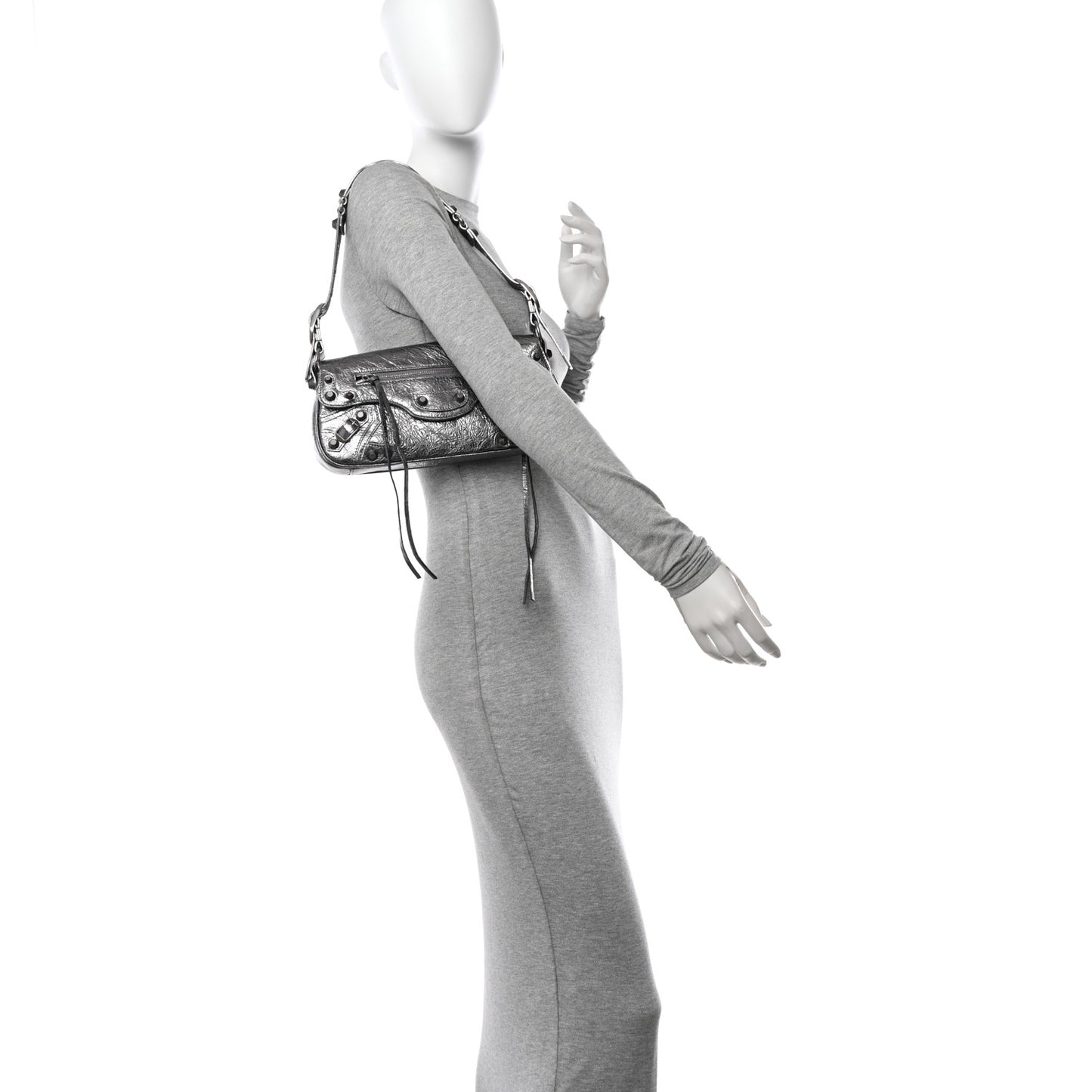 Metallic Agneau Arena Small Le Cagole Sling Bag Silver