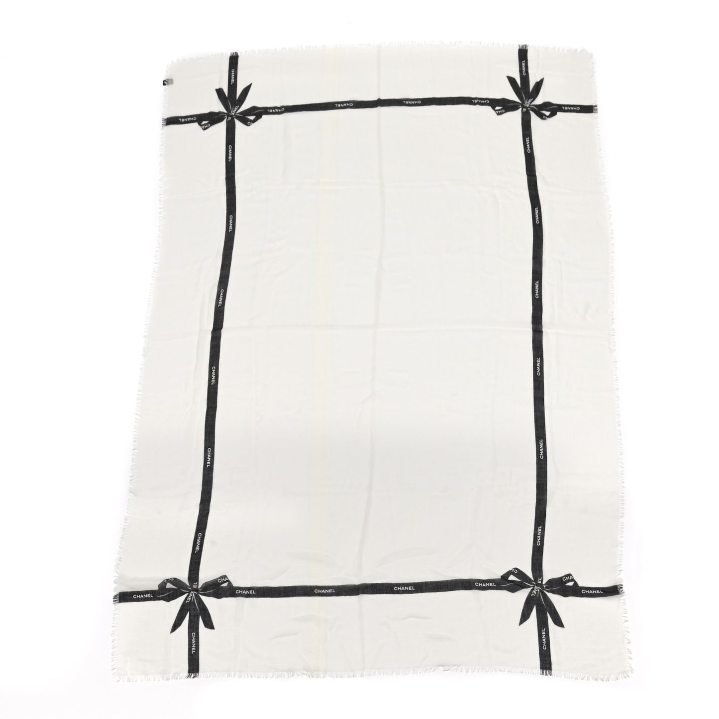 Cashmere Logo Ribbon Stole Ivory