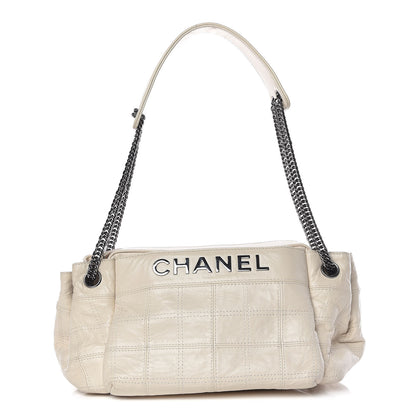 Chanel Lambskin Square Stitched Lax Accordion Hobo White 1 of 11