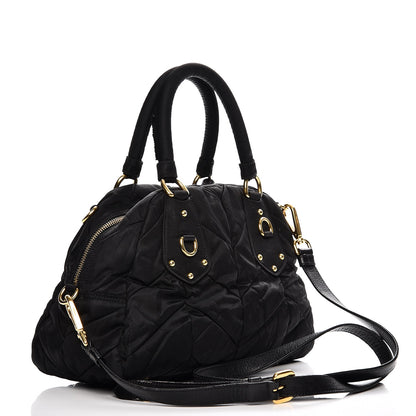Prada Nylon Chevron Quilted Dome Satchel Black 3 of 12