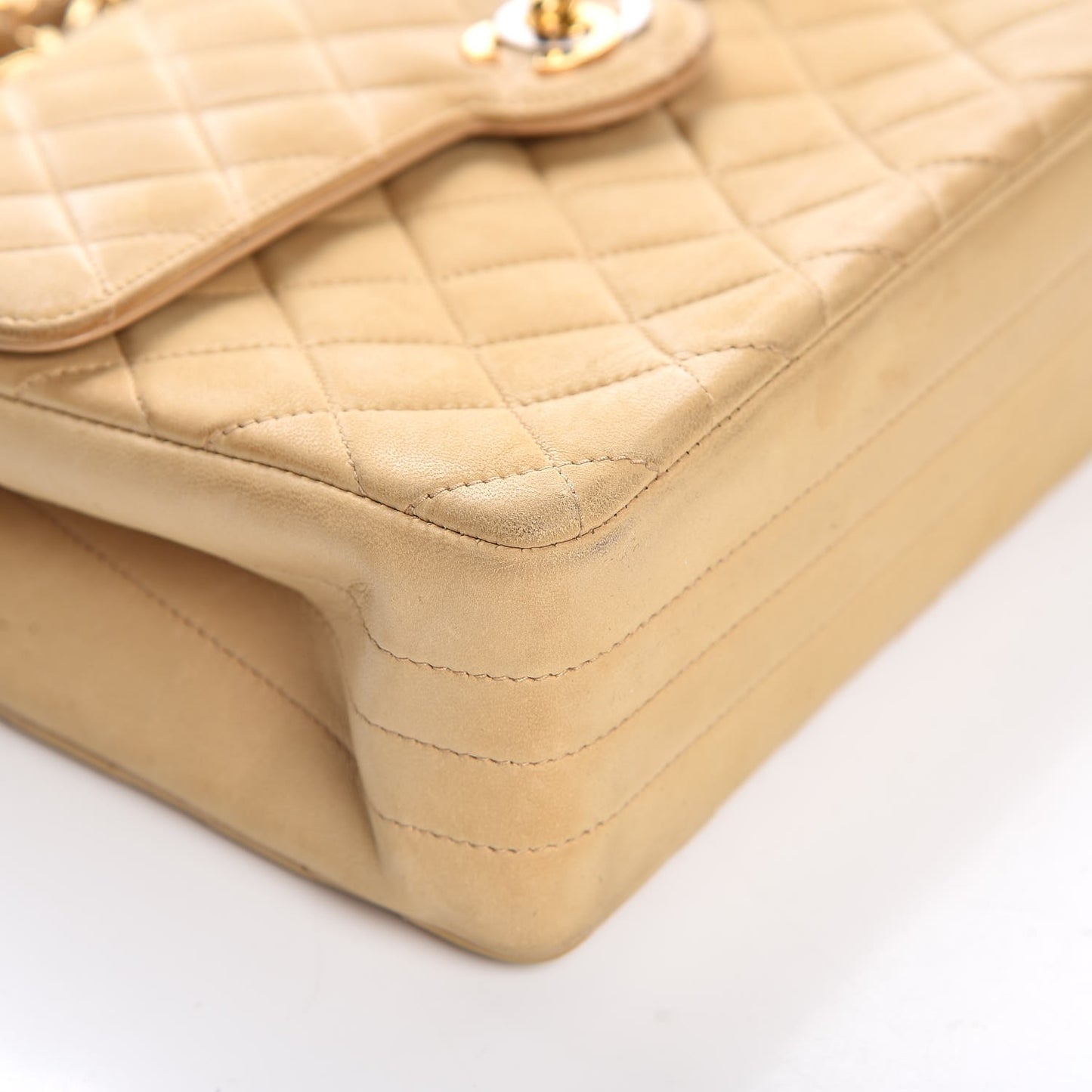 Lambskin Quilted Small Single Flap Beige
