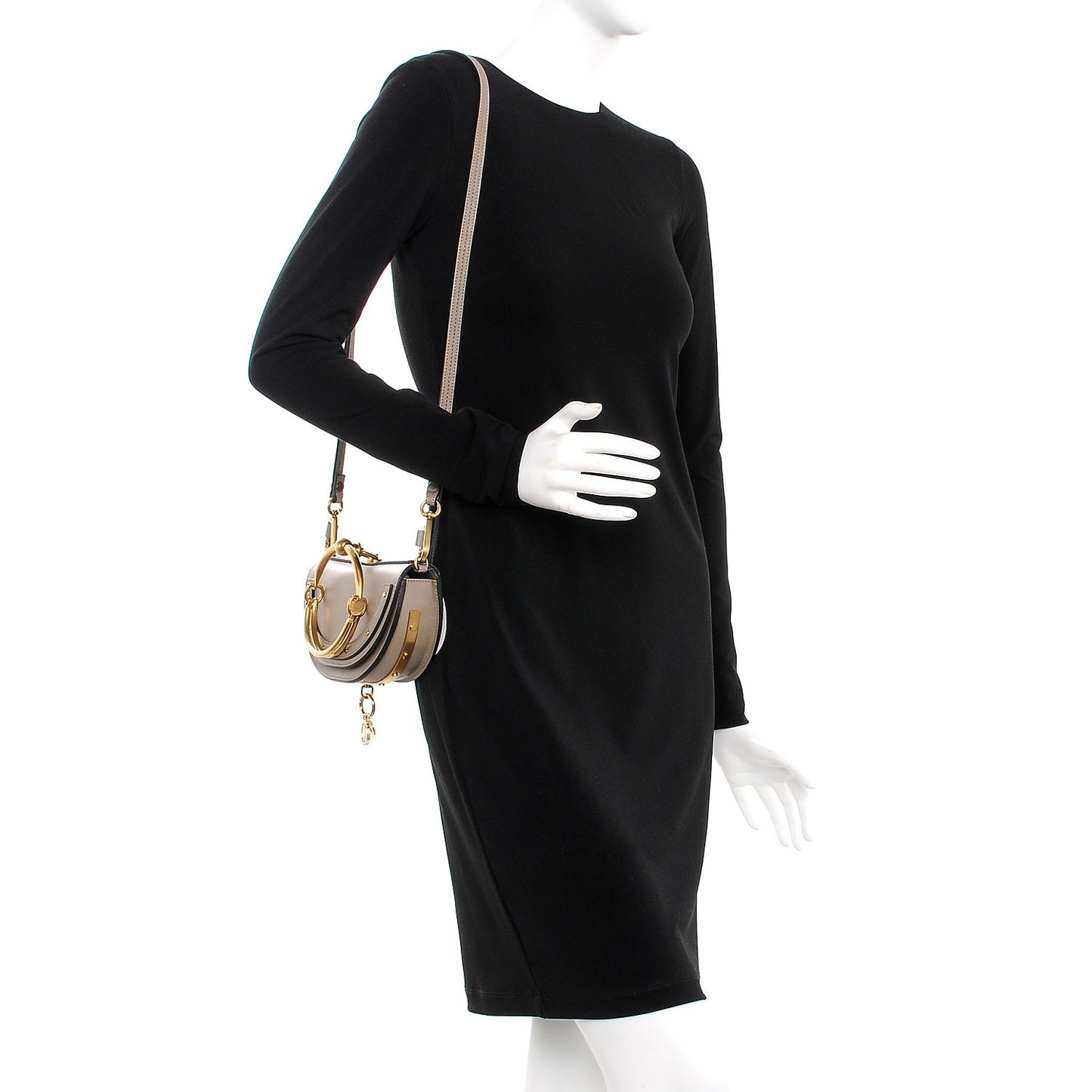 Calfskin Small Nile Bracelet Minaudiere Bag Motty Grey