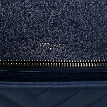 Saint Laurent Sheepskin Matelasse Monogram Medium College Bag Navy 6 of 10