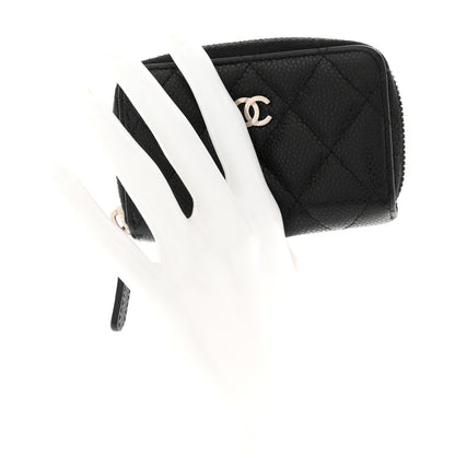 Chanel Caviar Quilted Zip Coin Purse Black 2 of 9