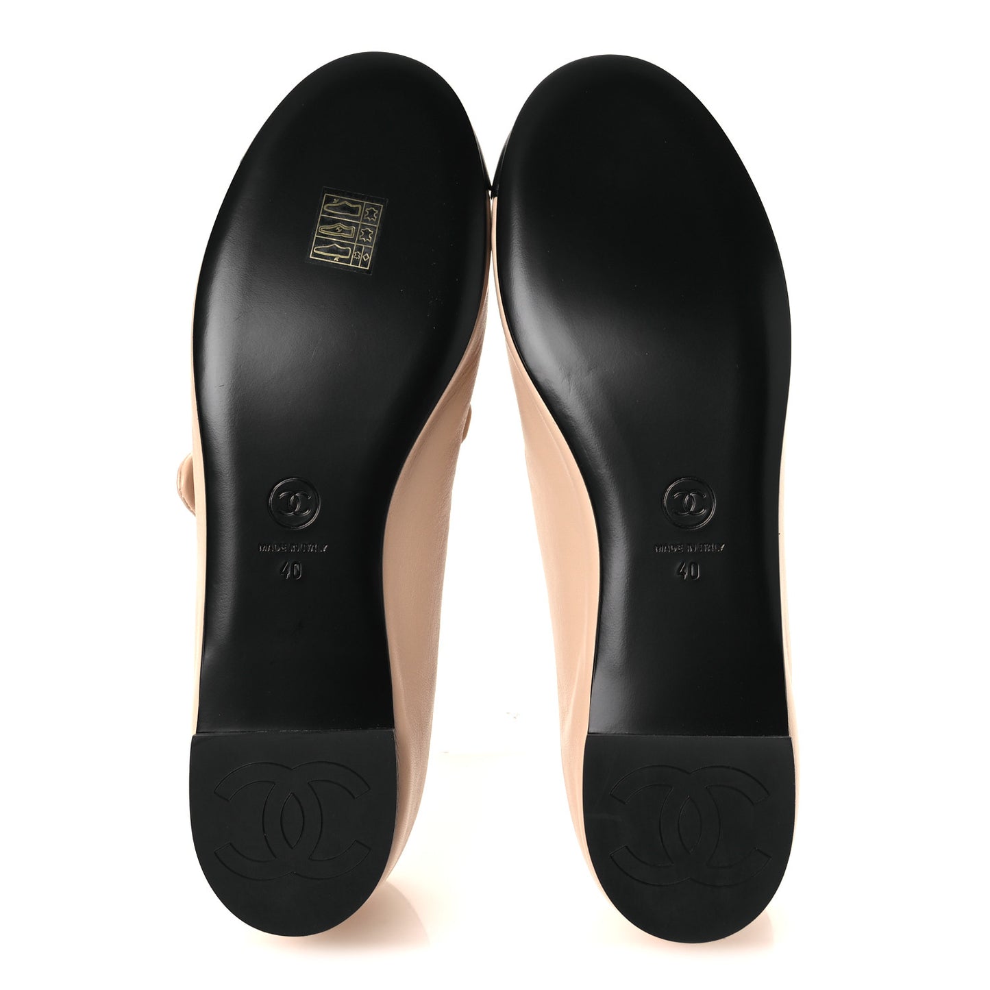 Lambskin Bow Mary Jane Flats 40 Beige Black