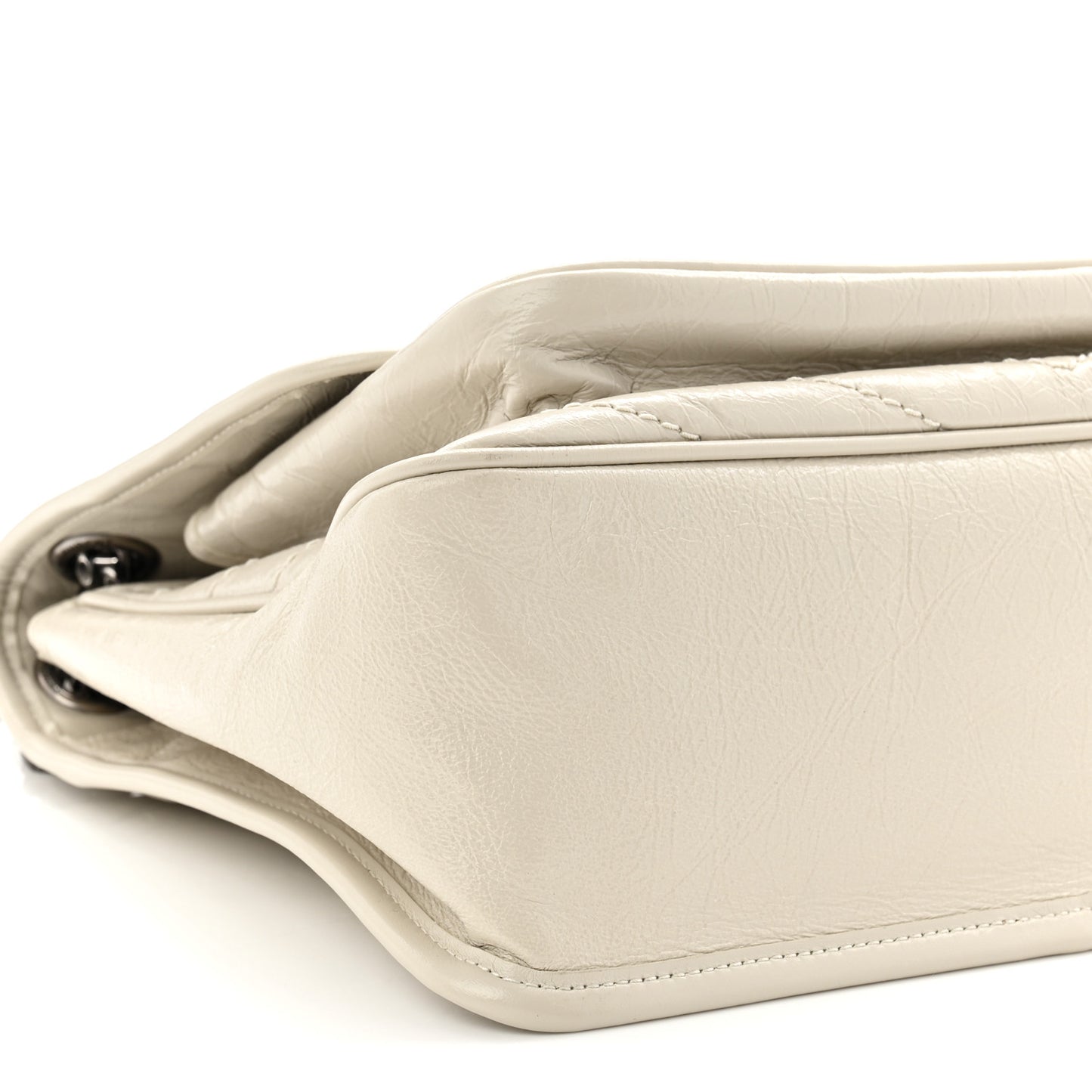 Crinkled Calfskin Matelasse Monogram Medium Niki Chain Satchel Crema Soft